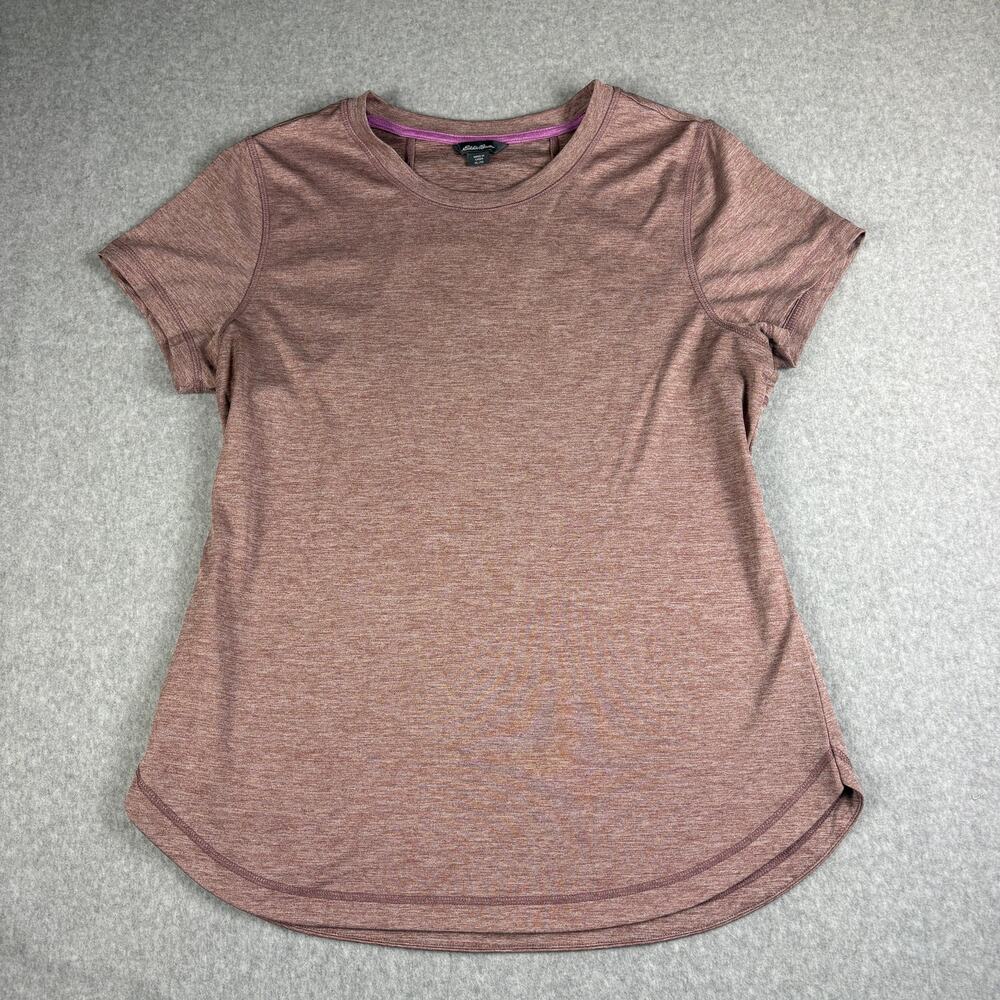 Eddie Bauer Women's XL Active Shirt Mauve Heather Short Sleeve Performance